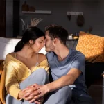 Couple sharing a close and affectionate moment together