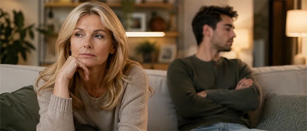 Woman thinking about the challenges of dating a younger man
