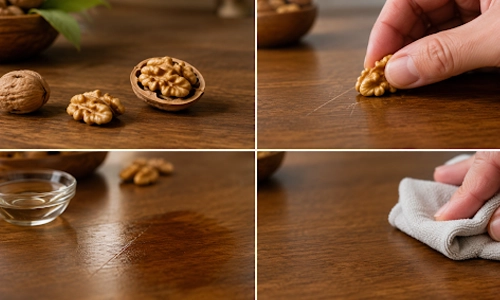 Rub walnut on shallow scratches for a polished finish