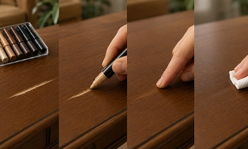 Color minor scratches with furniture repair markers for a cleaner finish