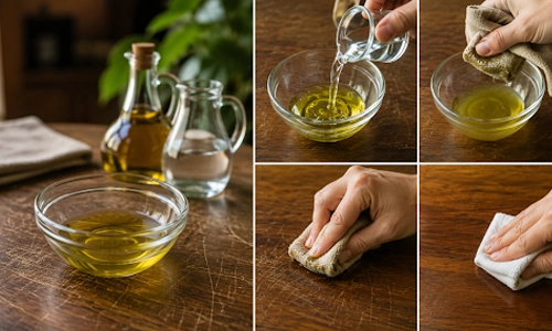 Rub some vinegar and olive oil to polish imperfections instantly