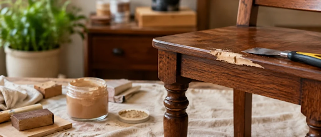 Quick repair for a wooden chair that is chipped