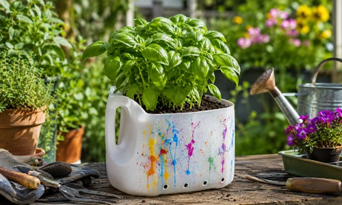 Recycling a plastic milk jug into an inventive recycle pot