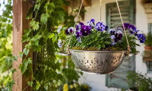 Using a metal colander for potting