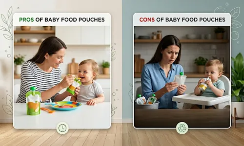 Comparison showing the pros and cons of baby food pouches for infants and toddlers