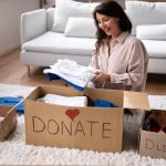 A woman decluttering her belongings