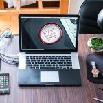 Work desk with electronic gadgets