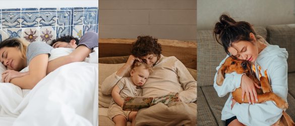 Collage of people cuddling.