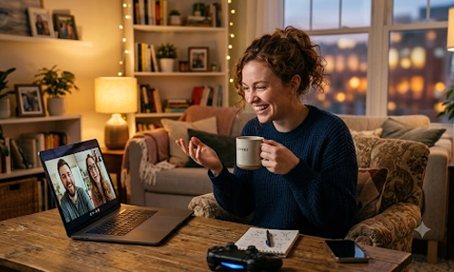 connect with friends online to watch movie together or play a game