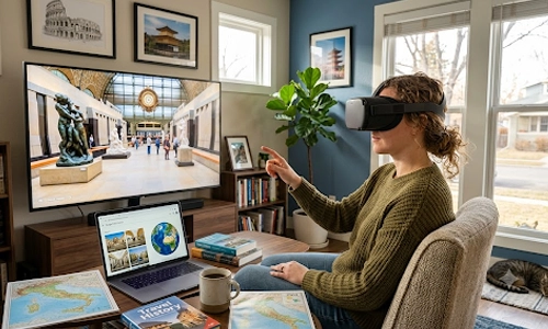  You can explore the outside world by virtually visiting museums, landmarks, and more