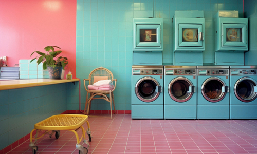 Bold color utility room