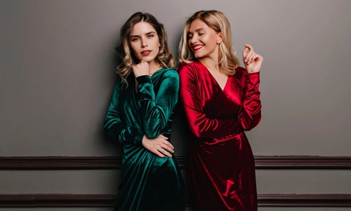 velvet dress can look far more dramatic than a simple dress in a plain fabric
