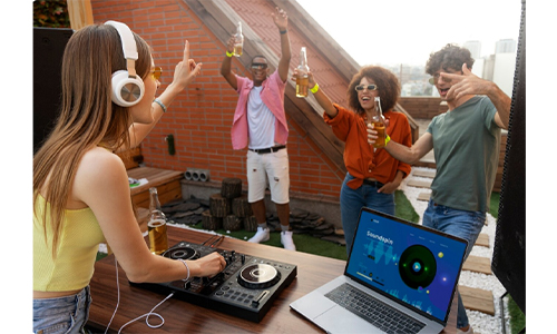music system and speaker setup for a party