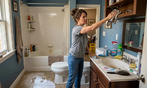 wipe dusty shelves and clean the sink after you’ve already cleaned